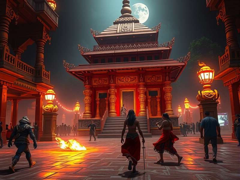 Lakshmi S Opulence Odyssey gameplay screenshot showing mystical Indian temple environment
